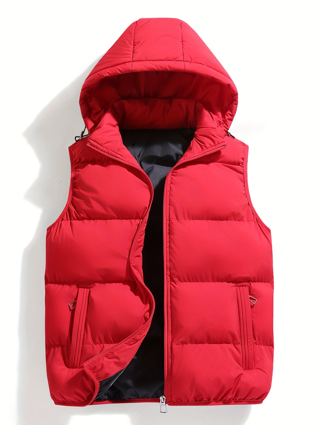 Evo black hooded puffer vest lightweight insulated weather-resistant shell with detachable hood