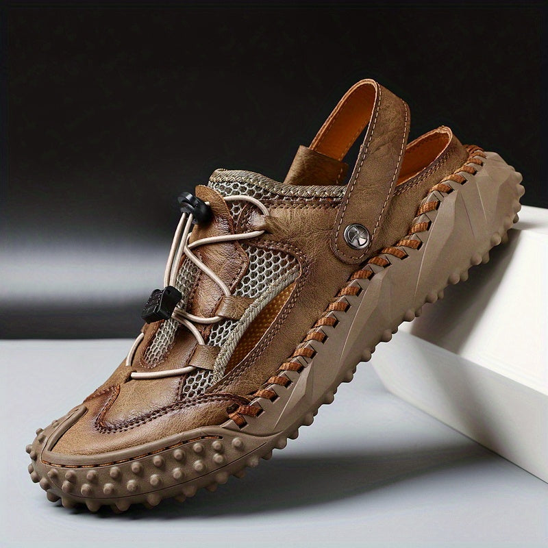 Hightrail all-terrain sandal tan leather mesh quick-dry shock-absorbing outdoor adventure traction