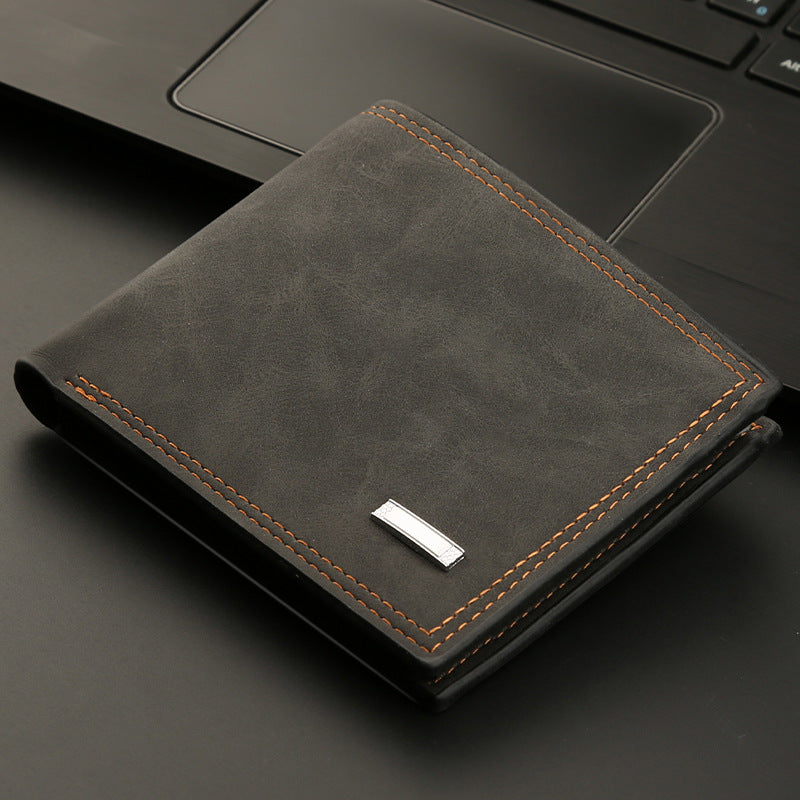 Slim suede leather wallet brown executive style 10 card slots zipper pocket professional carry