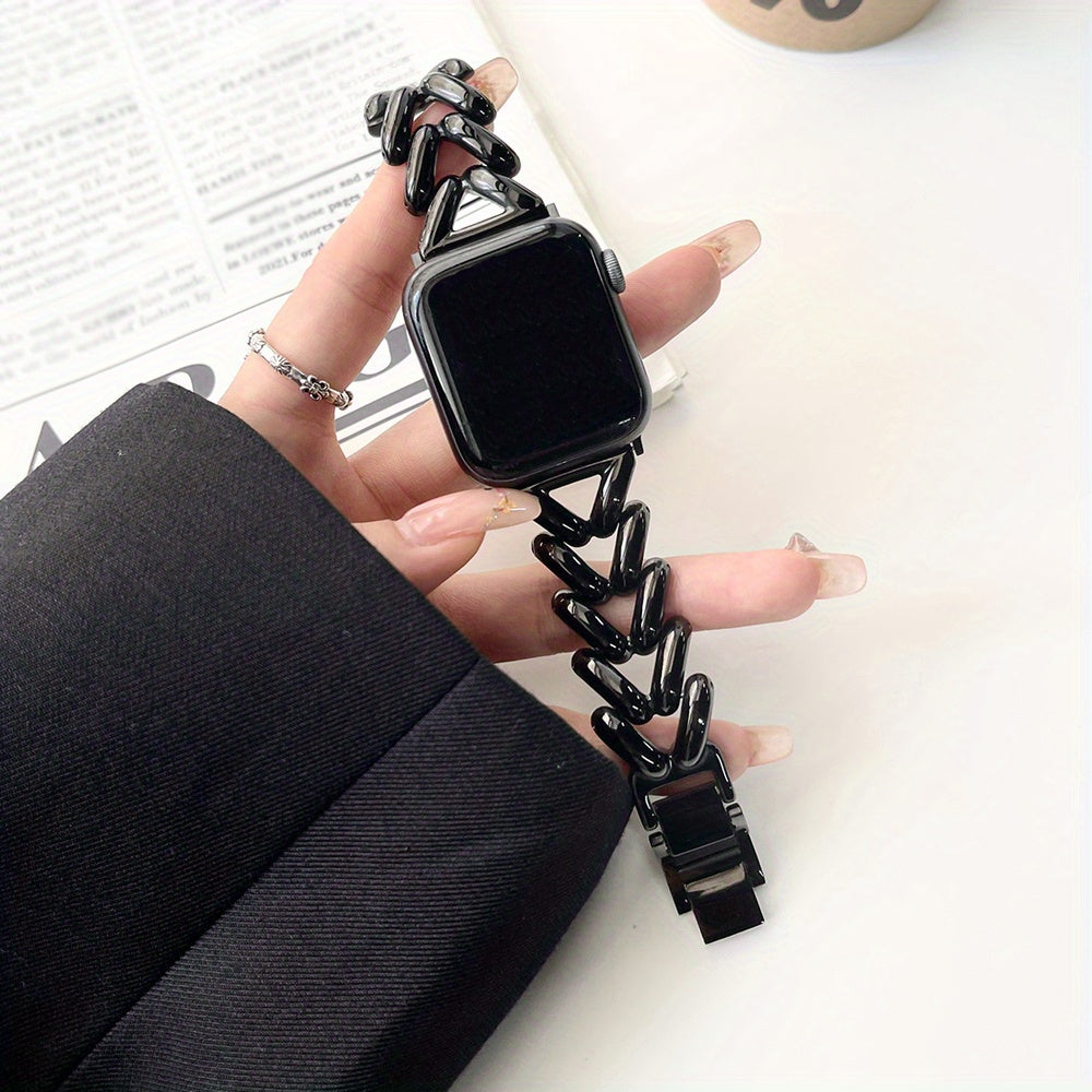 Victoria V-Link Watch band polished stainless steel bold chain design secure snap clasp professional