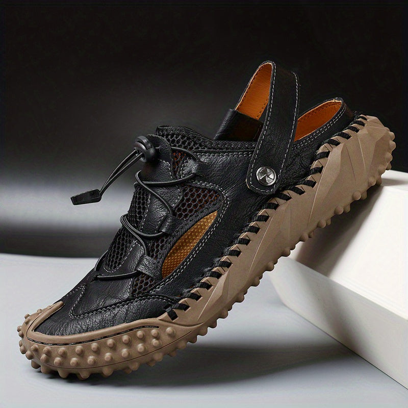 Hightrail all-terrain sandal tan leather mesh quick-dry shock-absorbing outdoor traction sole