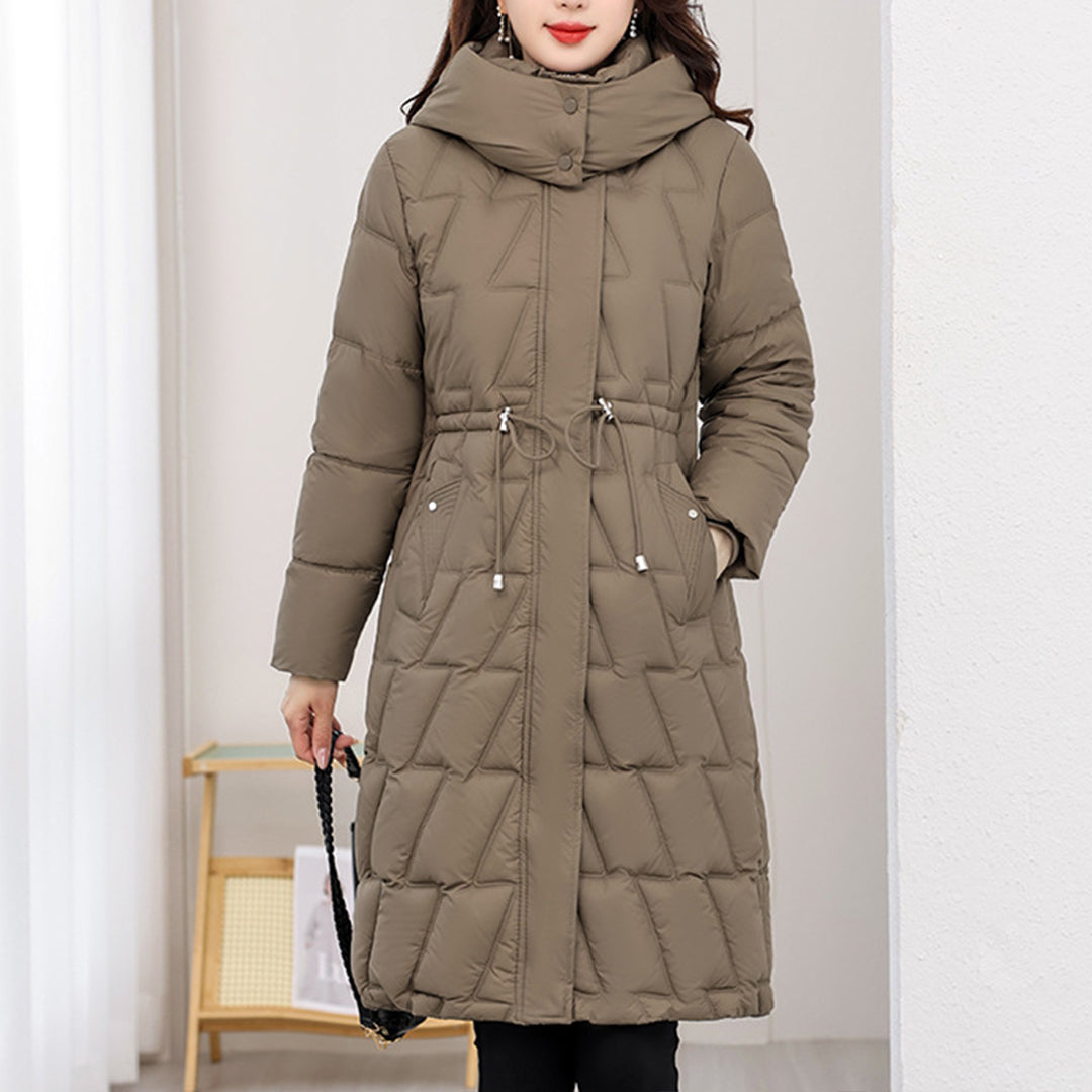 Women's long padded winter coat in premium style with insulated warmth for cold days