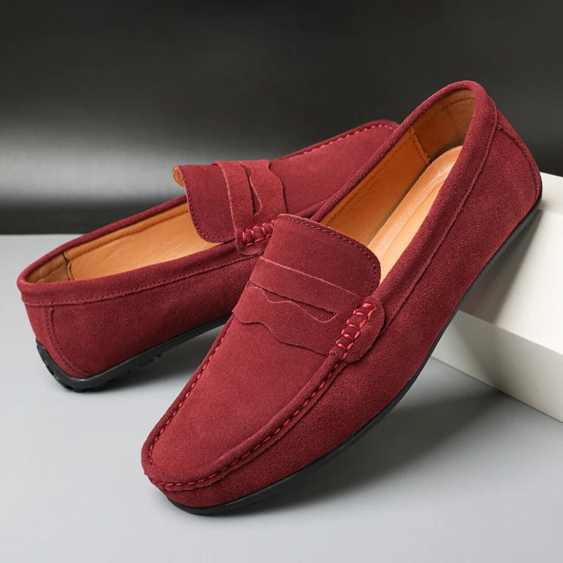Men's suede leather moccasins Le Dreux slip-on loafers cushioned footbed smart-casual comfort shoes