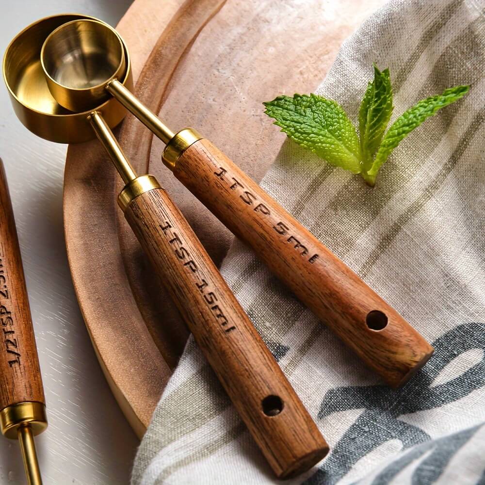 Rustic Wood and Brass Measuring Spoon - Urbann-Vibe
