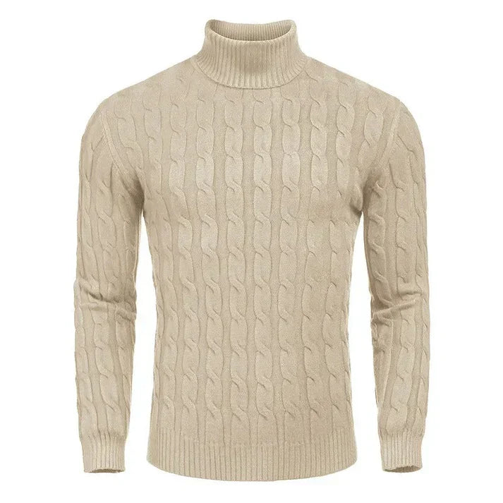 Elegant gray turtleneck sweater slim-fit sustainable knitwear for stylish professionals