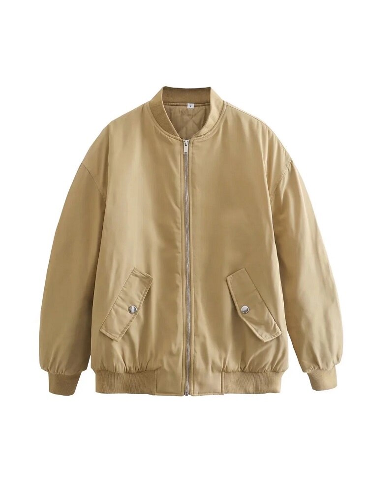 Women's plus size oversized bomber jacket relaxed silhouette all-season warmth fashion-forward style