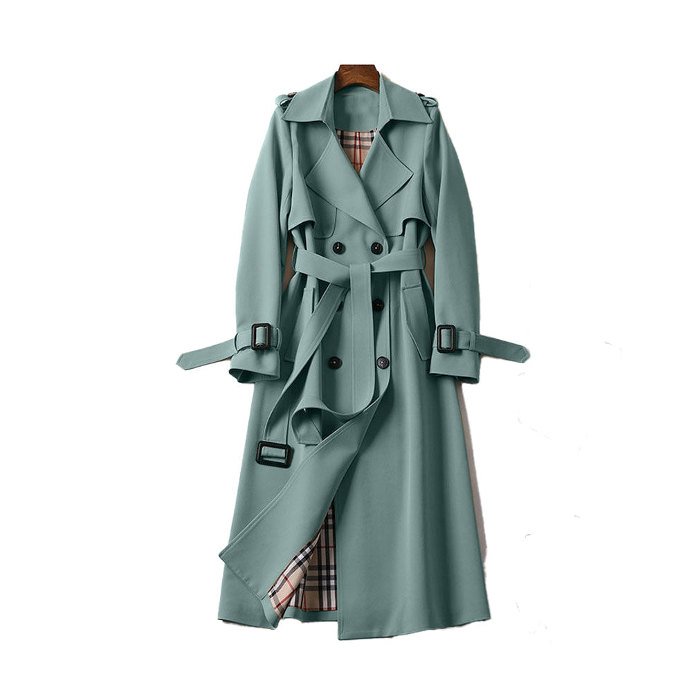 Women's structured cotton-blend trench coat with polished fit, versatile for work and weekend wear