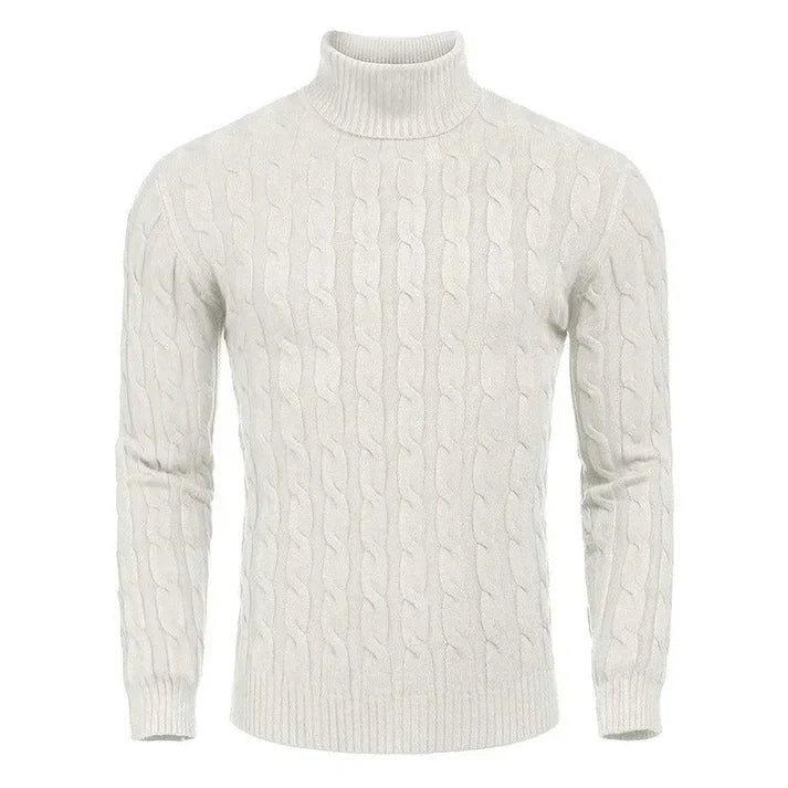 Elegant gray turtleneck sweater slim-fit sustainable knitwear for stylish professionals