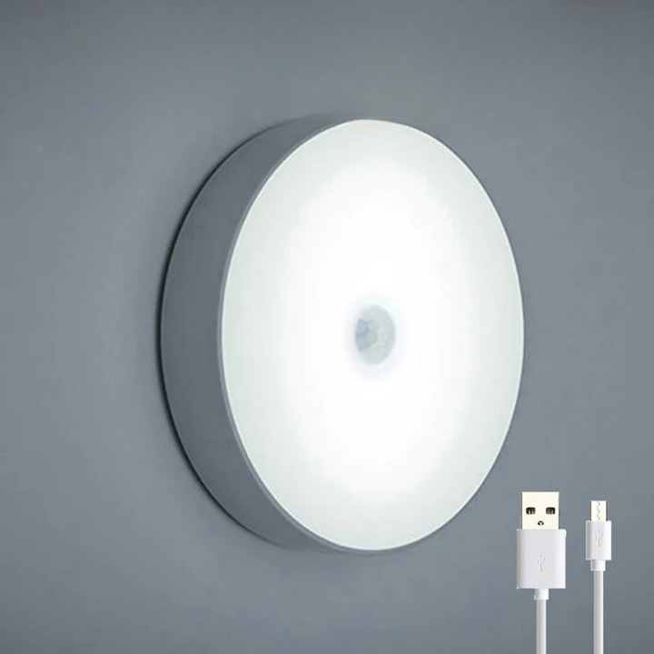 Wireless motion sensor LED night light with adhesive mount, auto-activated for homes and hallways