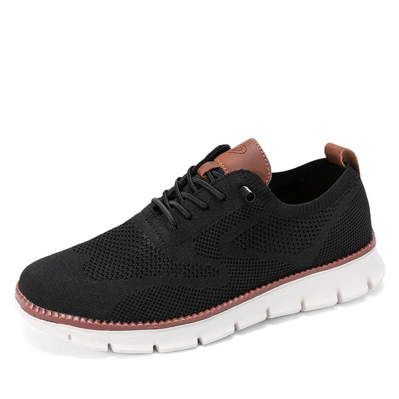 White mesh lace-up casual sneakers with cushioned collar for all-day breathable comfort