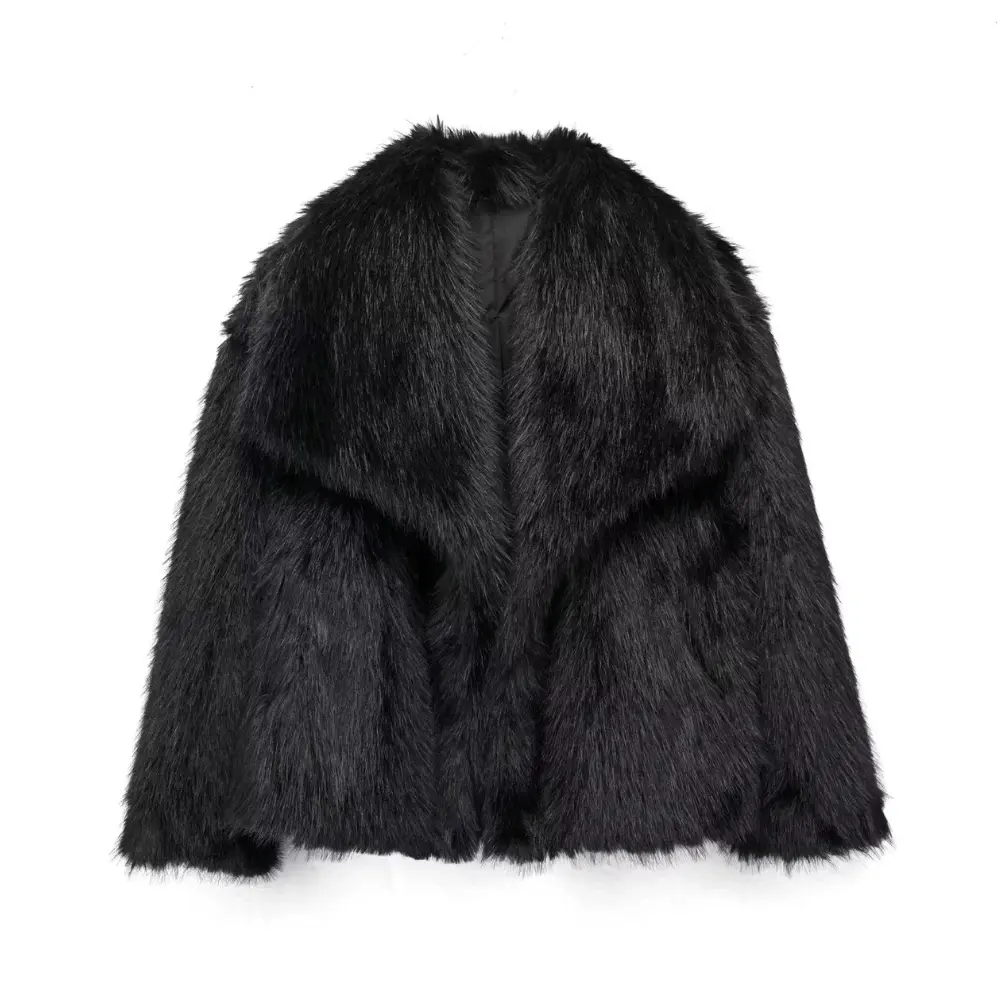 Women's ivory faux fur jacket Margaux glam plush coat with luxurious fluffy texture