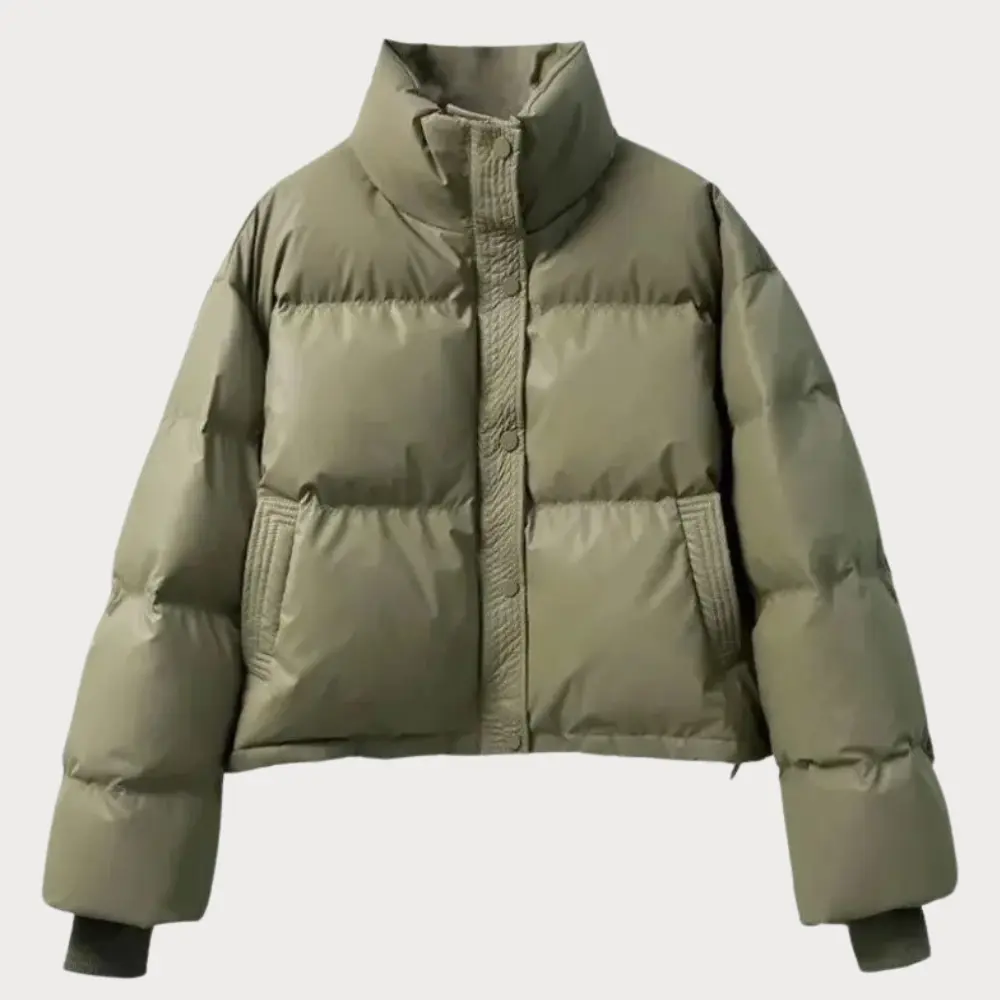 Women's cropped puffer jacket lightweight zip-up warm everyday streetwear cozy fit