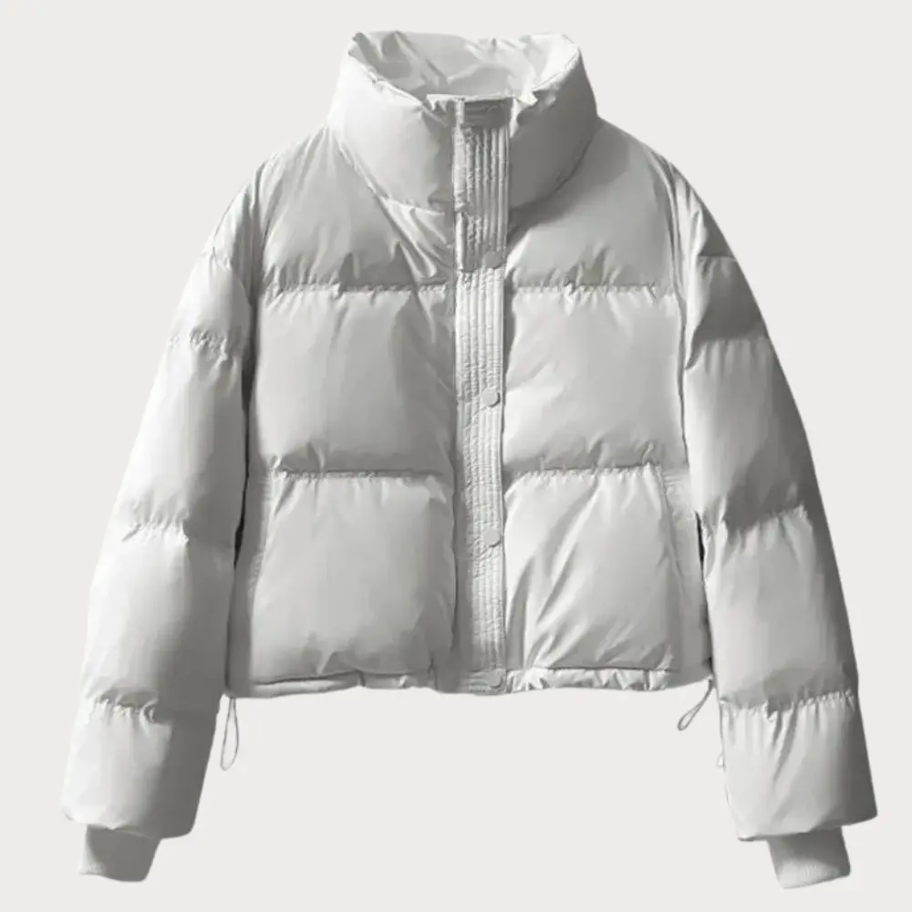 Women's cropped puffer jacket cozy lightweight zip-up in a snug streetwear-ready silhouette