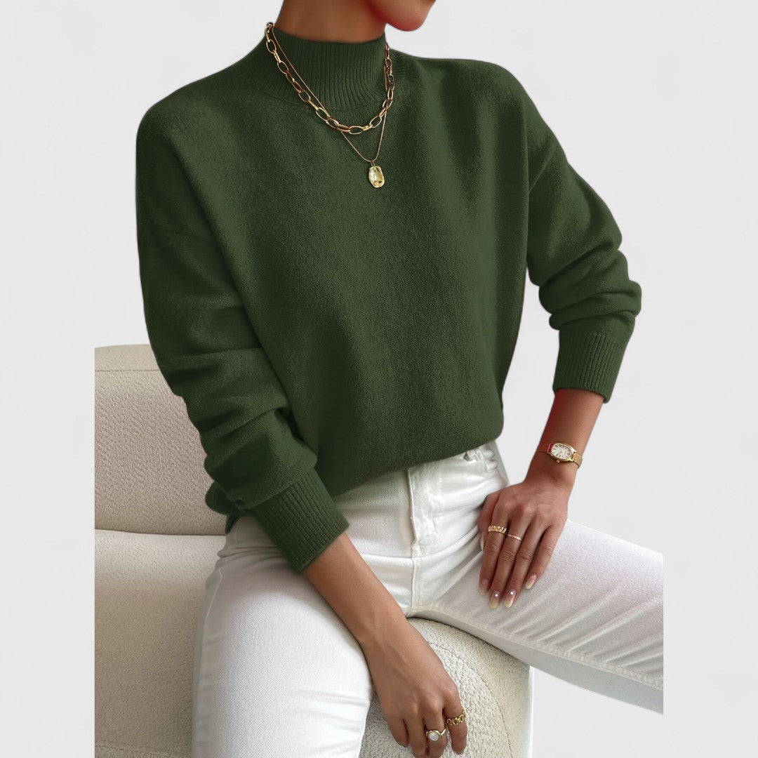 Women's black turtleneck knit sweater ribbed professional office wear soft all-day comfort