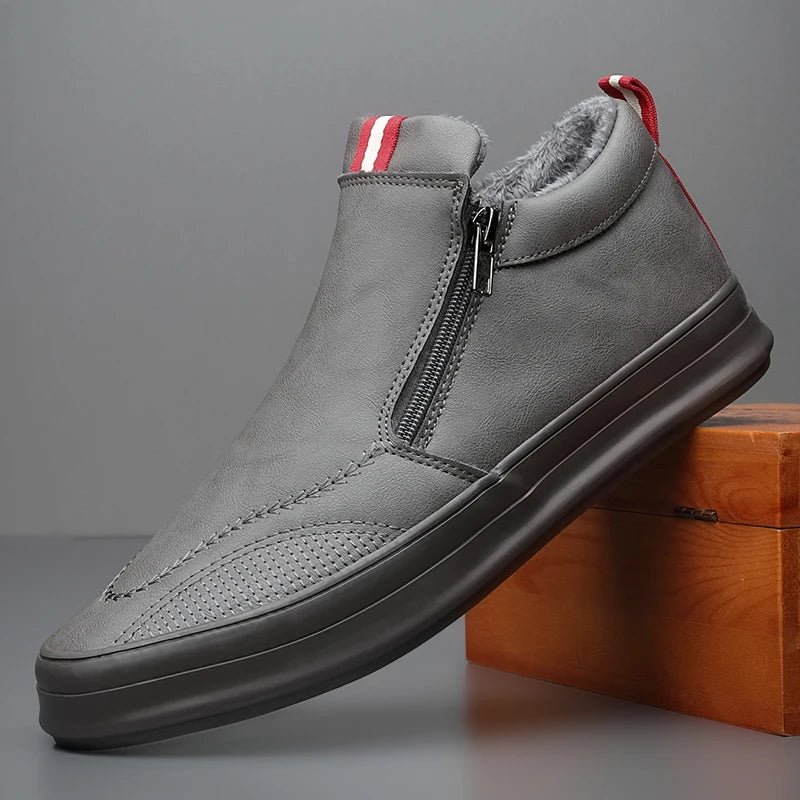 Markus black leather insulated winter shoes with slip-resistant profiling sole for cold commutes