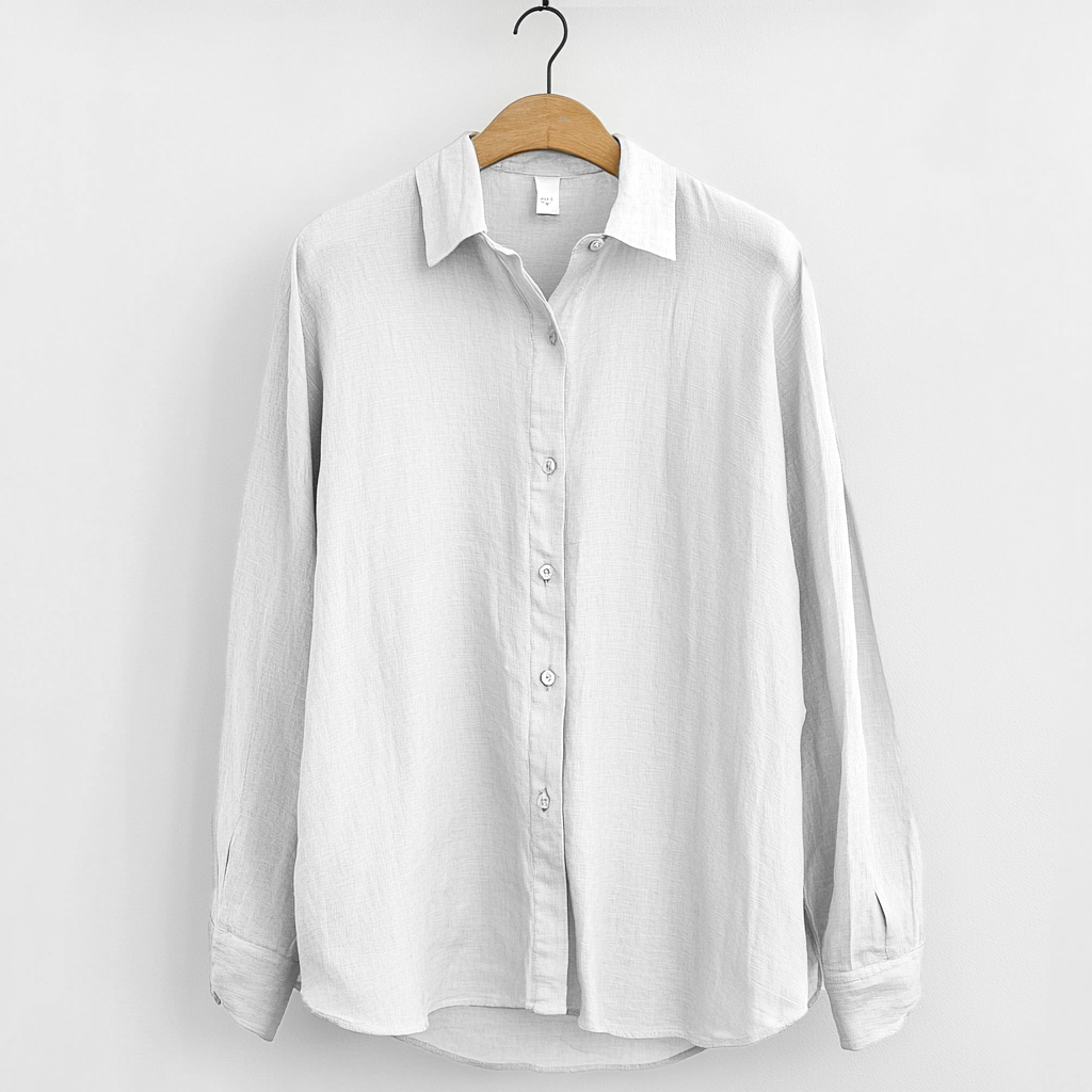 Men's relaxed fit 100% linen shirt neutral tone breathable everyday casual Nordic style