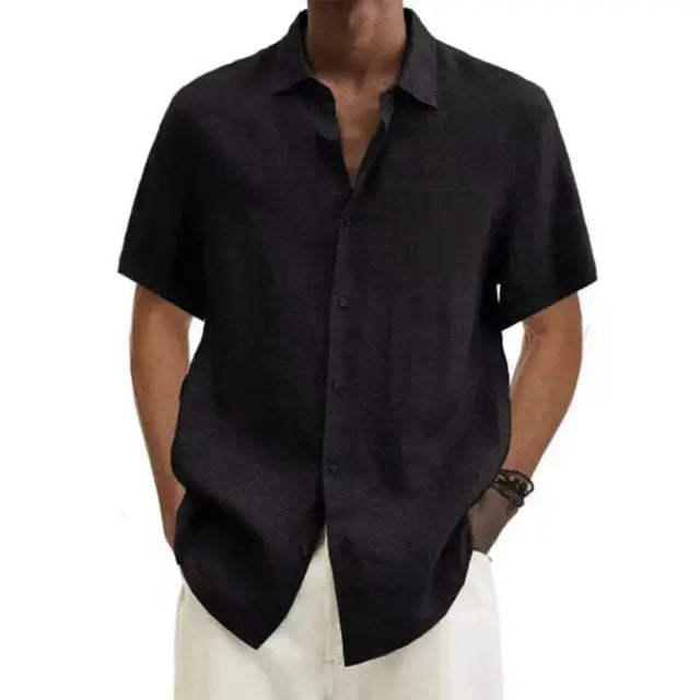 Antwerp unisex linen cotton blend short sleeve shirt oversized relaxed fit breathable summer essential
