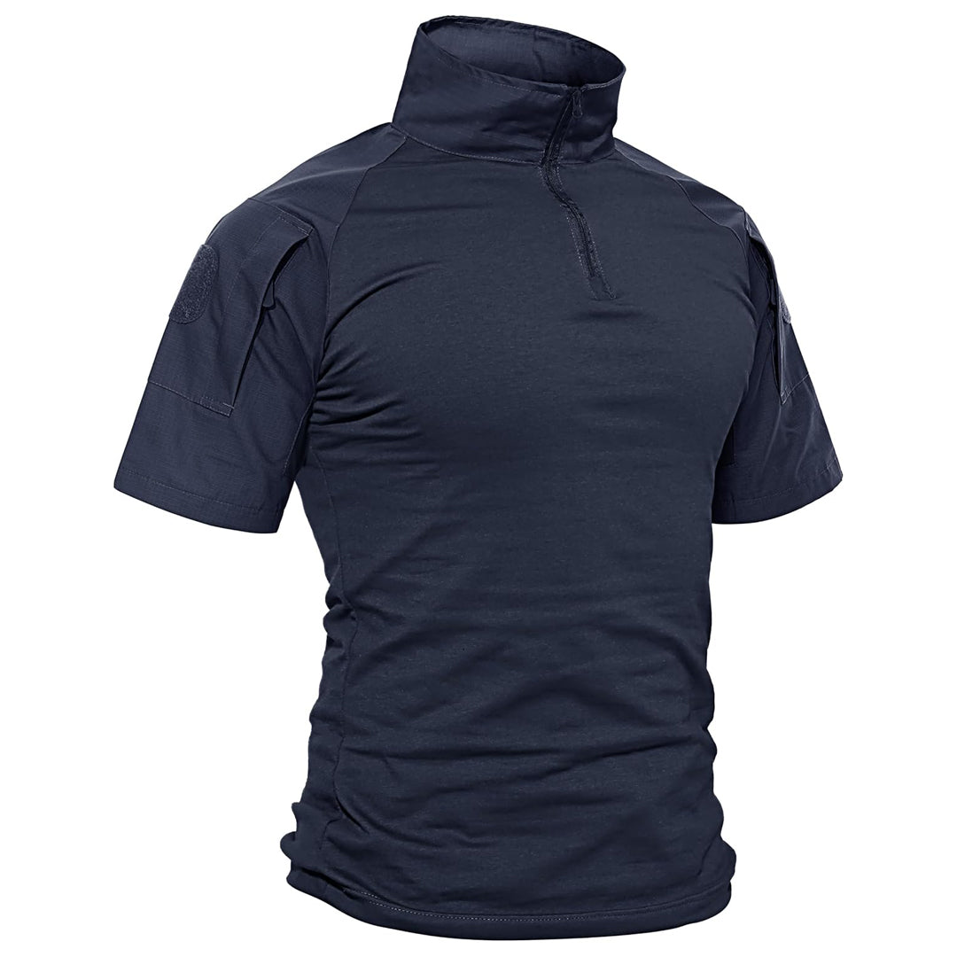 Men's slim fit camo tactical shirt quarter zip raglan sleeves lightweight ripstop outdoor