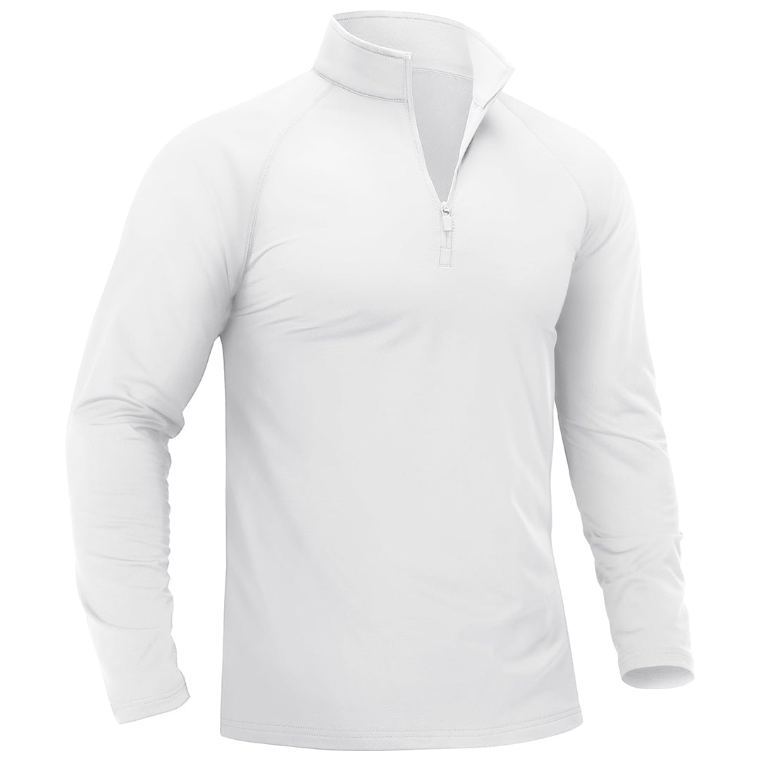 Men's quarter-zip fleece-lined athletic pullover stand collar slim fit stretch fabric for golf hiking
