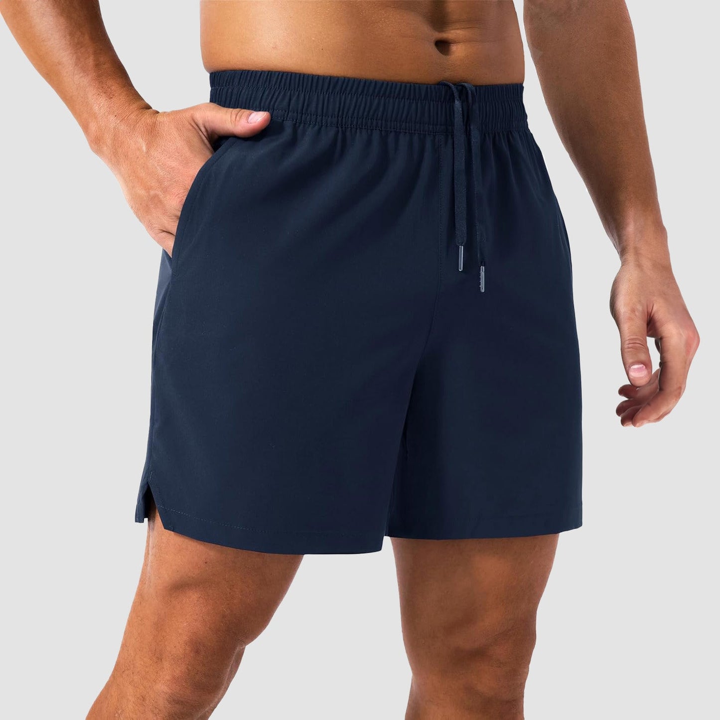 Men's lightweight quick-dry running shorts, 5-inch inseam, moisture-wicking with secure zip pocket
