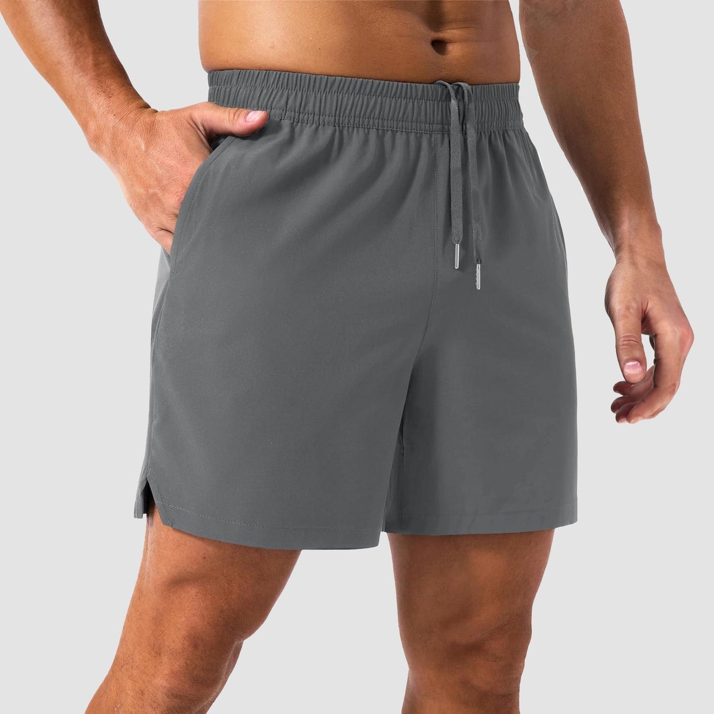 Men's lightweight quick-dry running shorts 5-inch inseam with secure zip pocket moisture-wicking