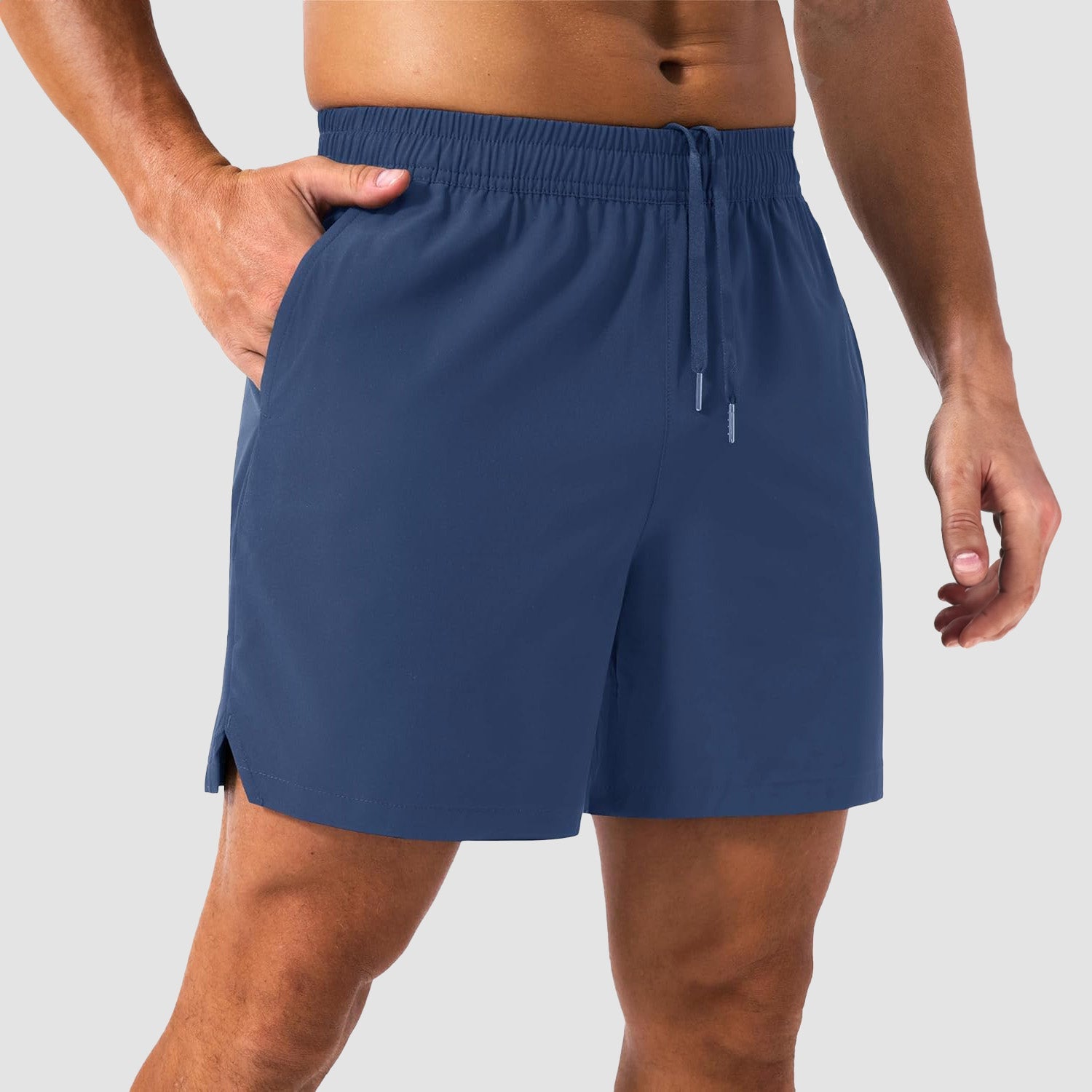 Men's lightweight quick-dry running shorts 5-inch inseam with secure zip pocket, moisture-wicking