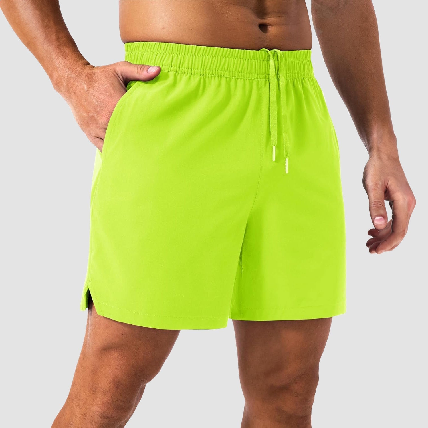 Men's lightweight quick-dry running shorts 5-inch inseam with secure zip pocket, moisture-wicking