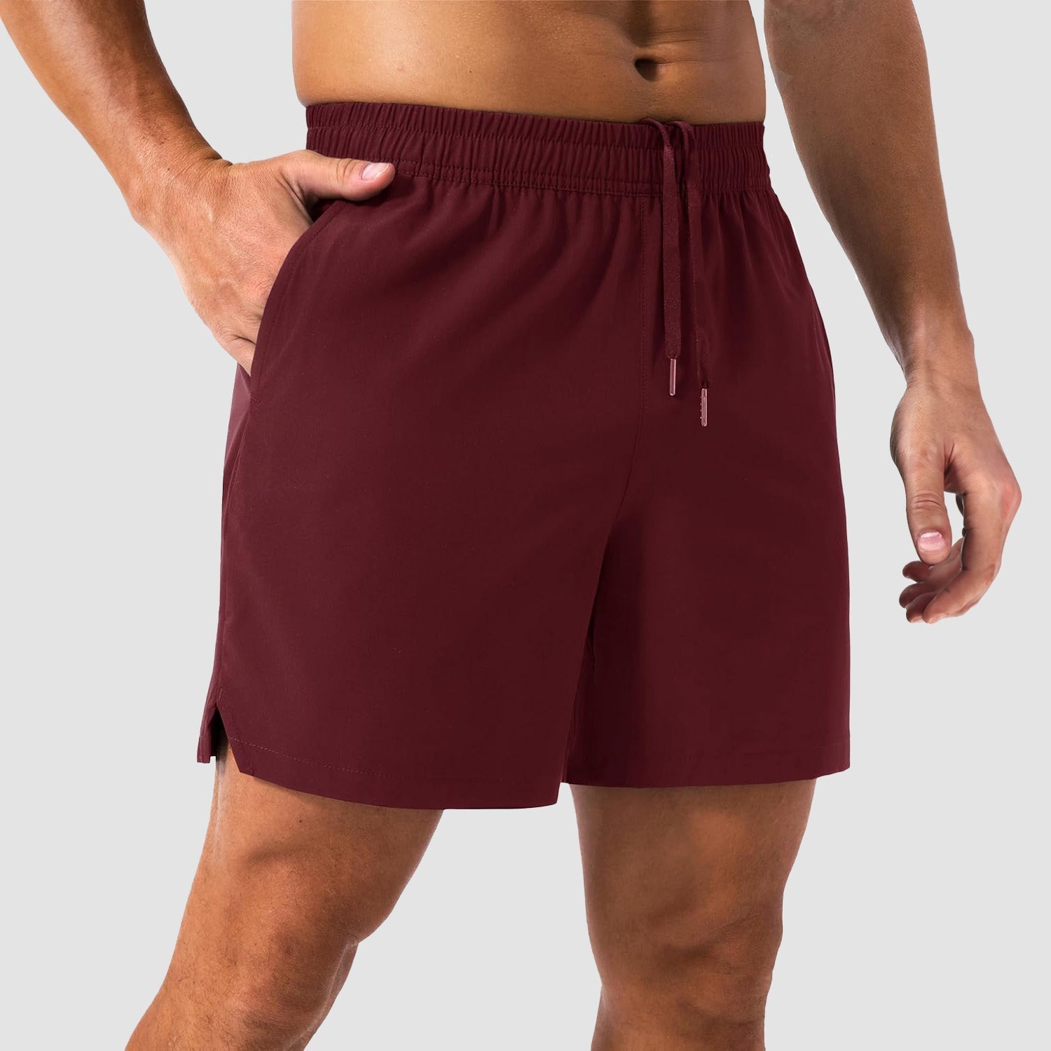 Men's lightweight quick-dry running shorts 5-inch inseam with secure zip pocket, moisture-wicking