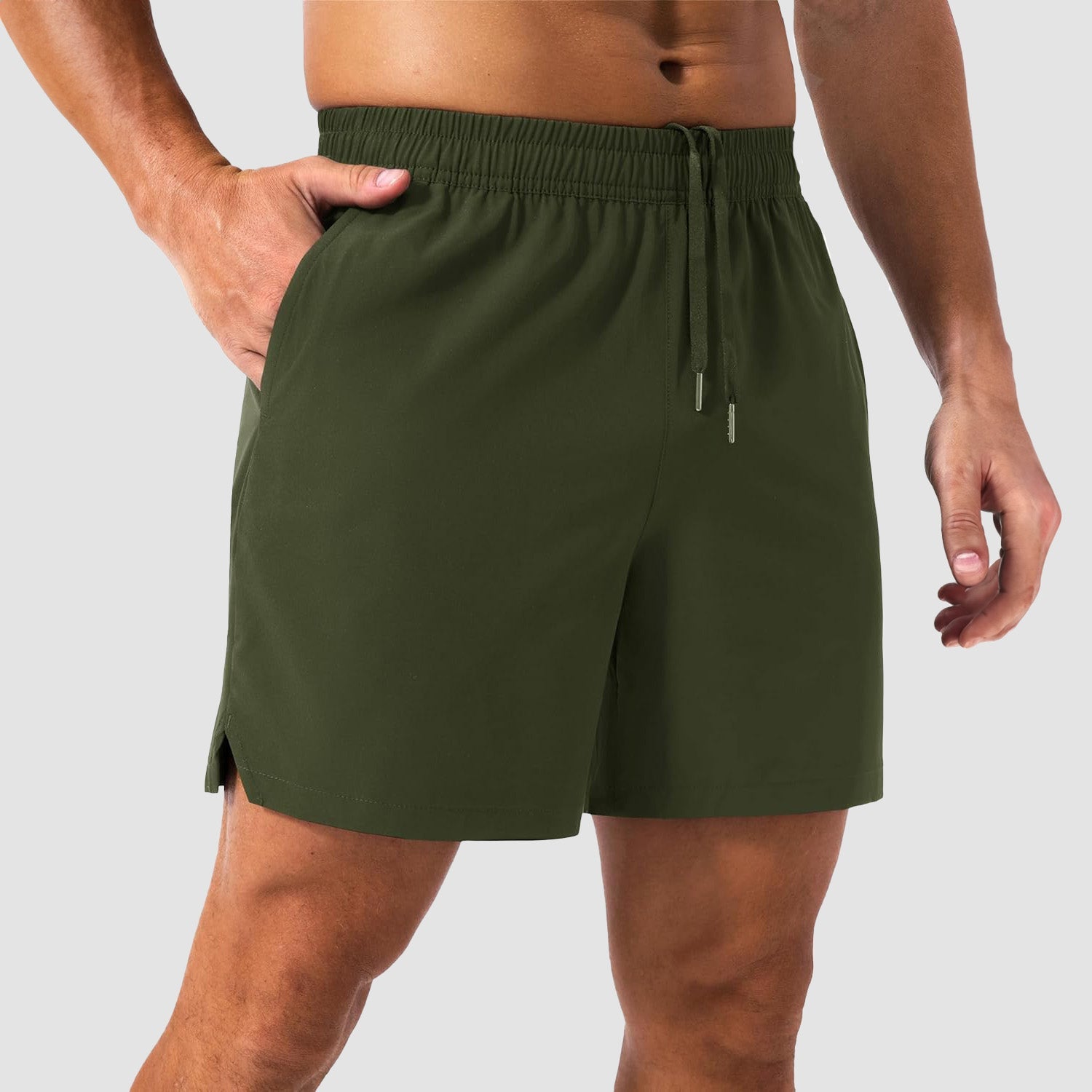 Men's lightweight quick-dry running shorts 5-inch inseam with secure zip pocket, moisture-wicking