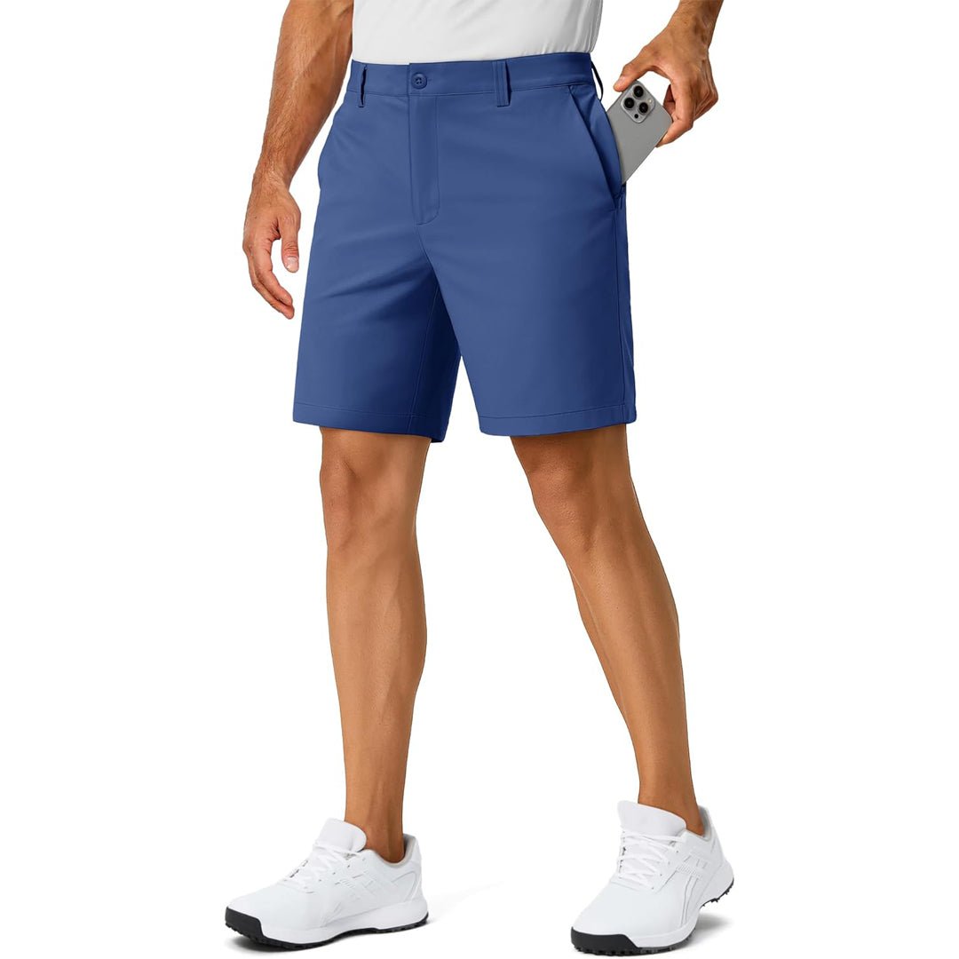 Men's quick-dry golf shorts 7-inch inseam khaki ultra-light 4-way stretch 6-pocket active wear