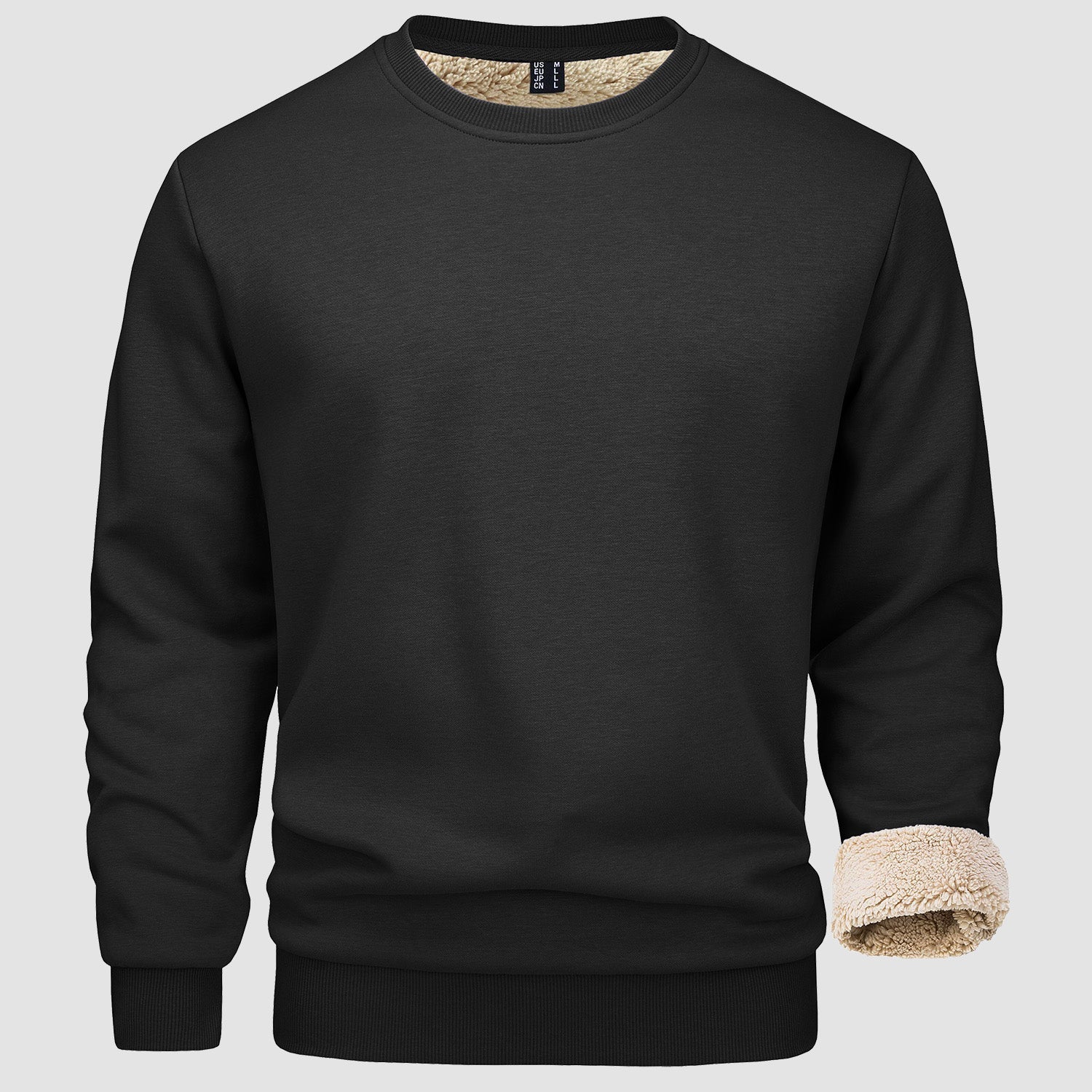 Men's fleece-lined crewneck sweatshirt in casual fit, cotton-spandex blend with ribbed collar