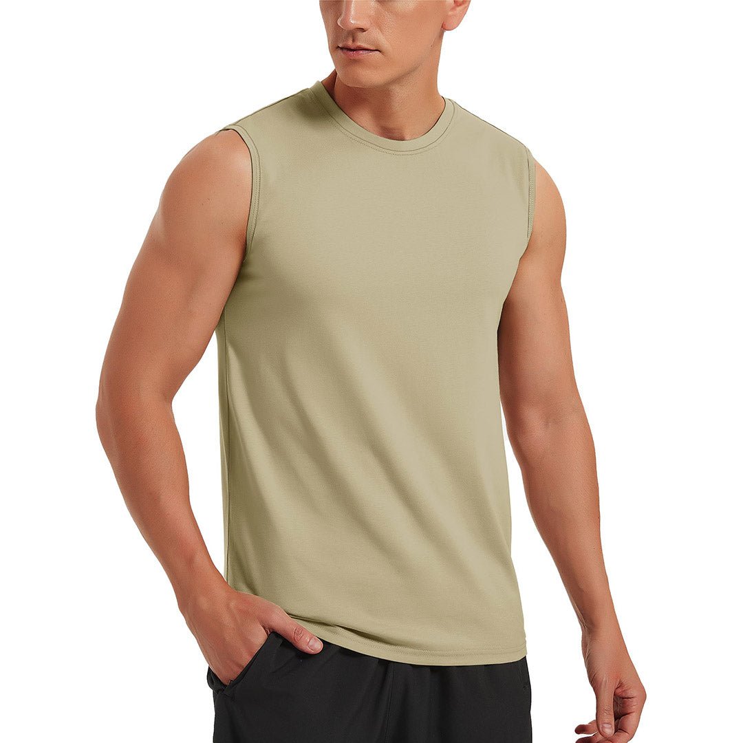 Men's cotton sleeveless bodybuilding tank top breathable gym workout tee for athletes