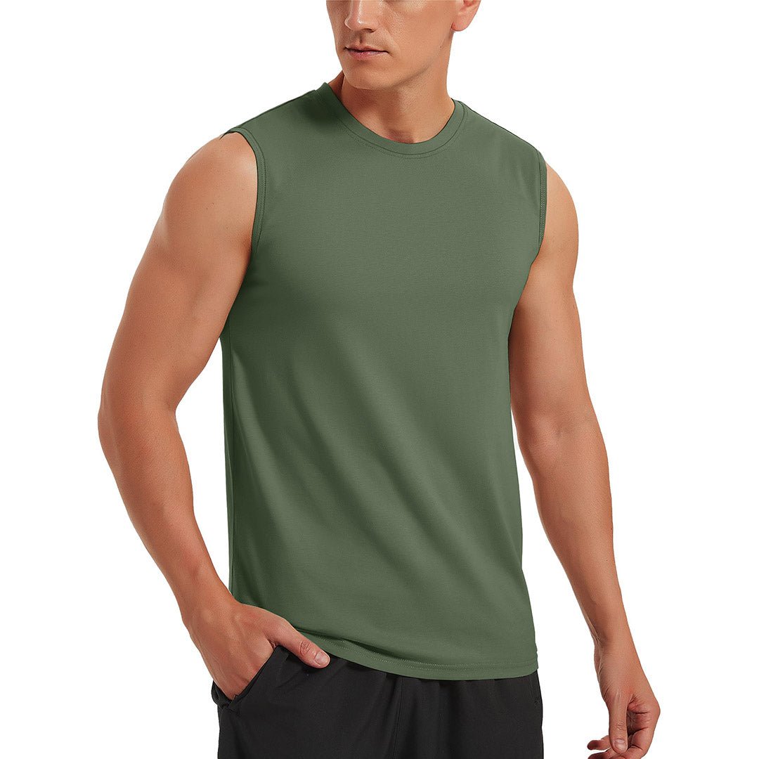 Men's cotton sleeveless bodybuilding tank top breathable athletic gym tee for unrestricted movement