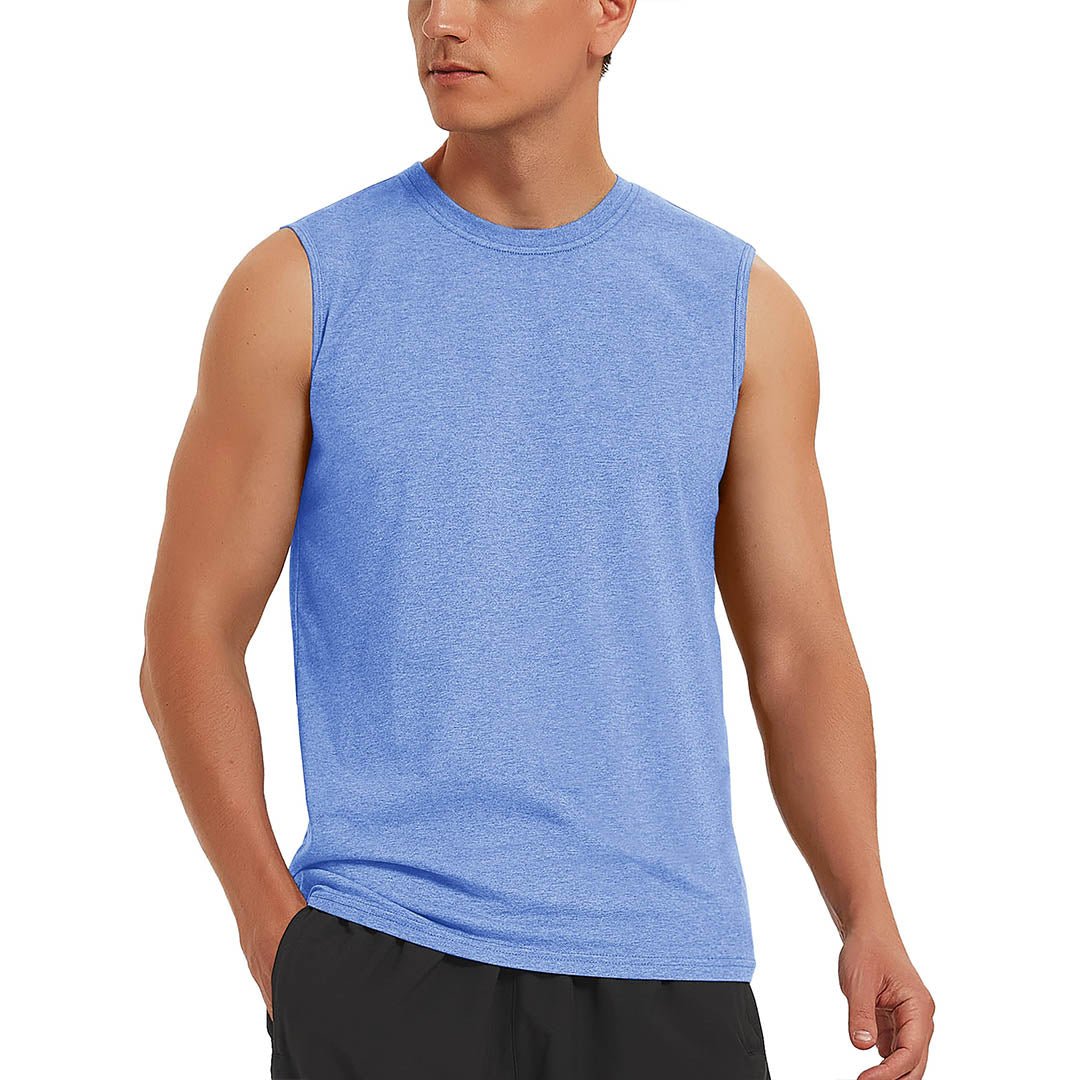 Men's cotton sleeveless bodybuilding tank top breathable gym workout tee for athletes
