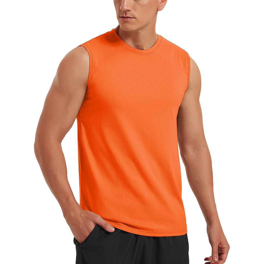 Men's cotton sleeveless bodybuilding tank top breathable gym workout tee for athletes