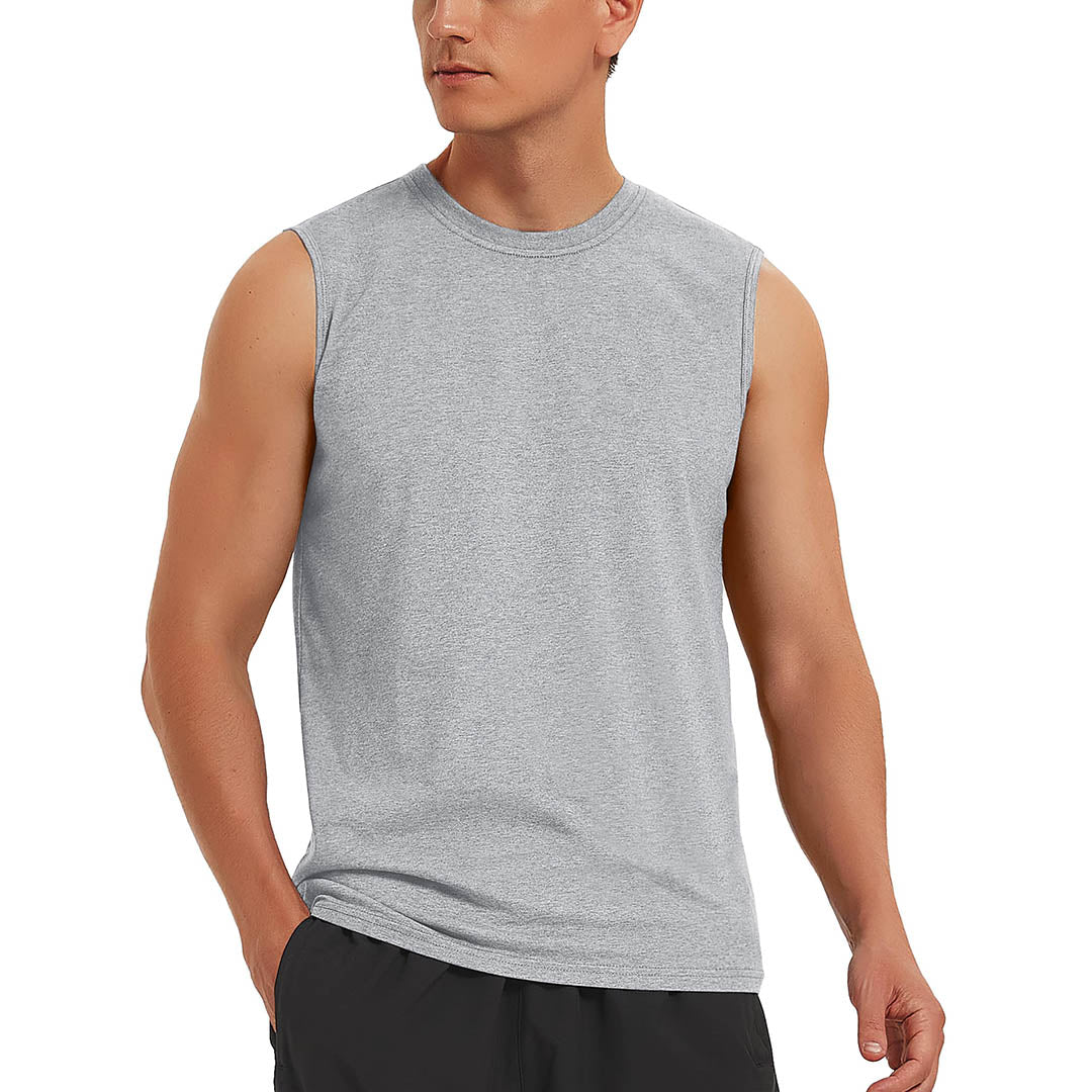 Men's cotton sleeveless bodybuilding tank top breathable gym workout tee for athletes