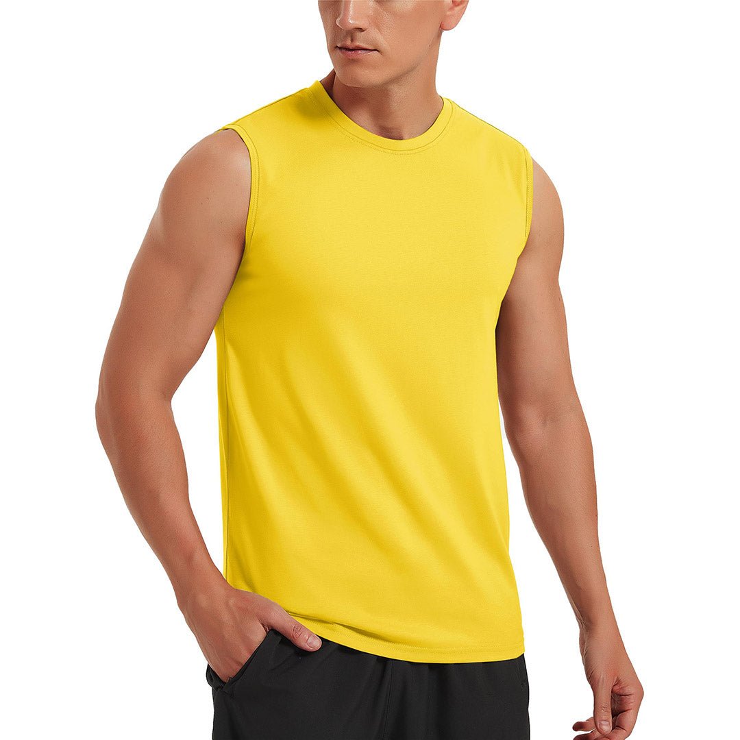 Men's cotton sleeveless bodybuilding tank top breathable gym workout tee for athletes