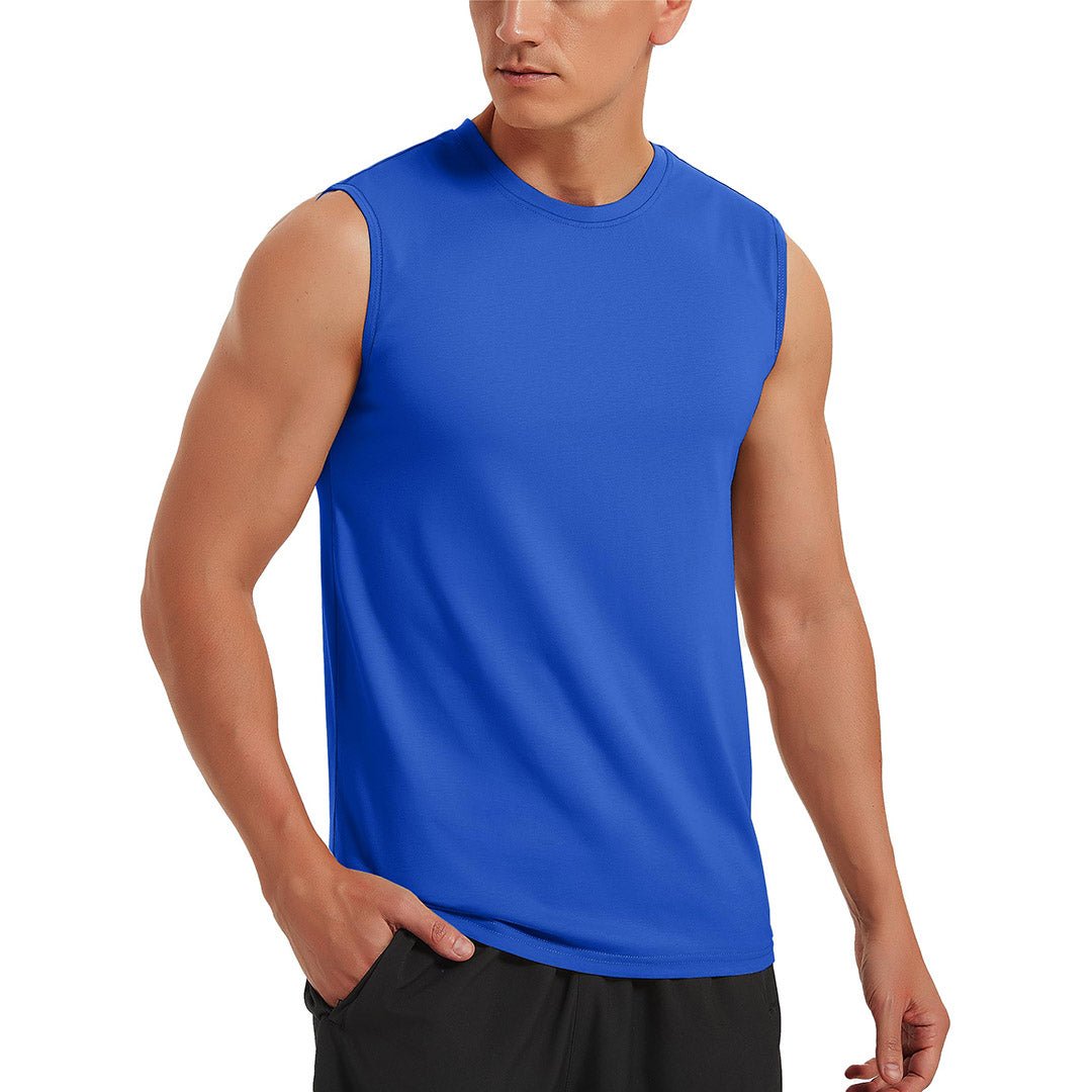 Men's cotton sleeveless bodybuilding tank top, breathable athletic fit for gym workouts