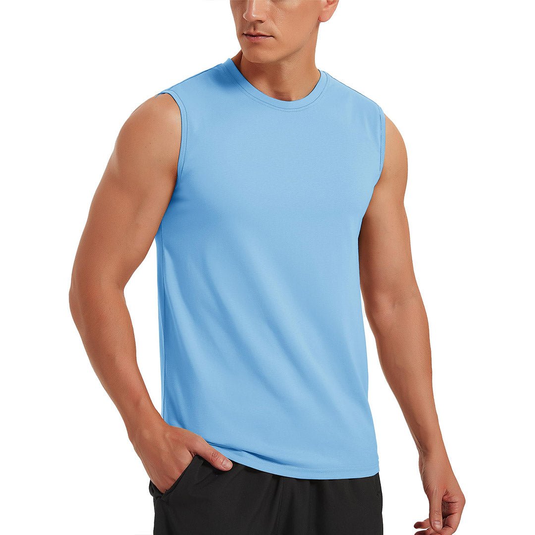 Men's cotton sleeveless bodybuilding tank top breathable workout tee for athletes daily comfort