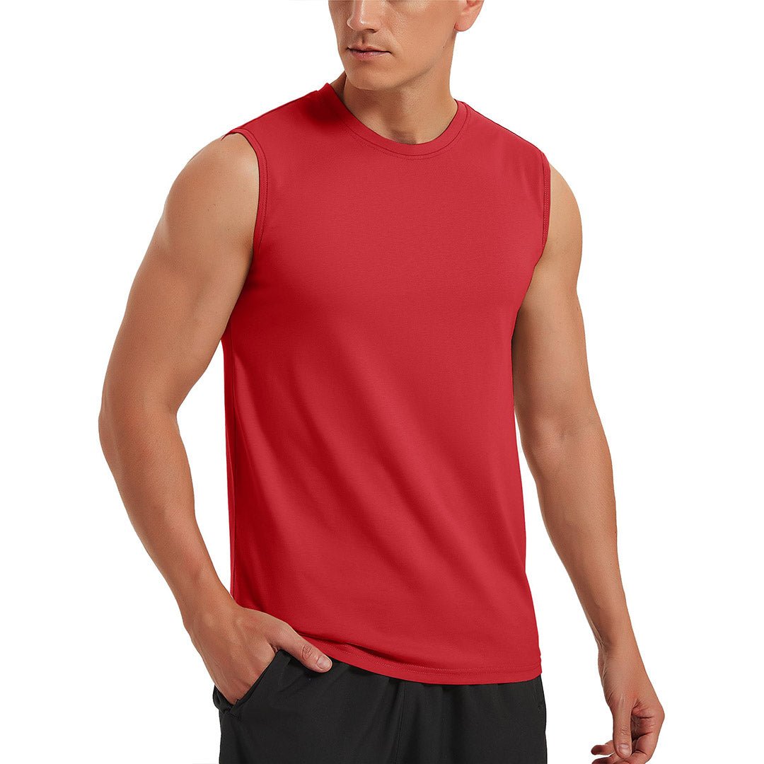 Men's cotton sleeveless bodybuilding tank top breathable gym workout tee for athletes