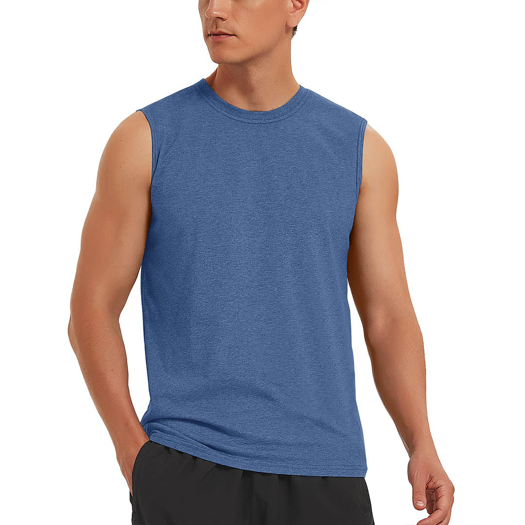 Men's cotton sleeveless bodybuilding tank top, breathable gym tee for unrestricted athletic movement