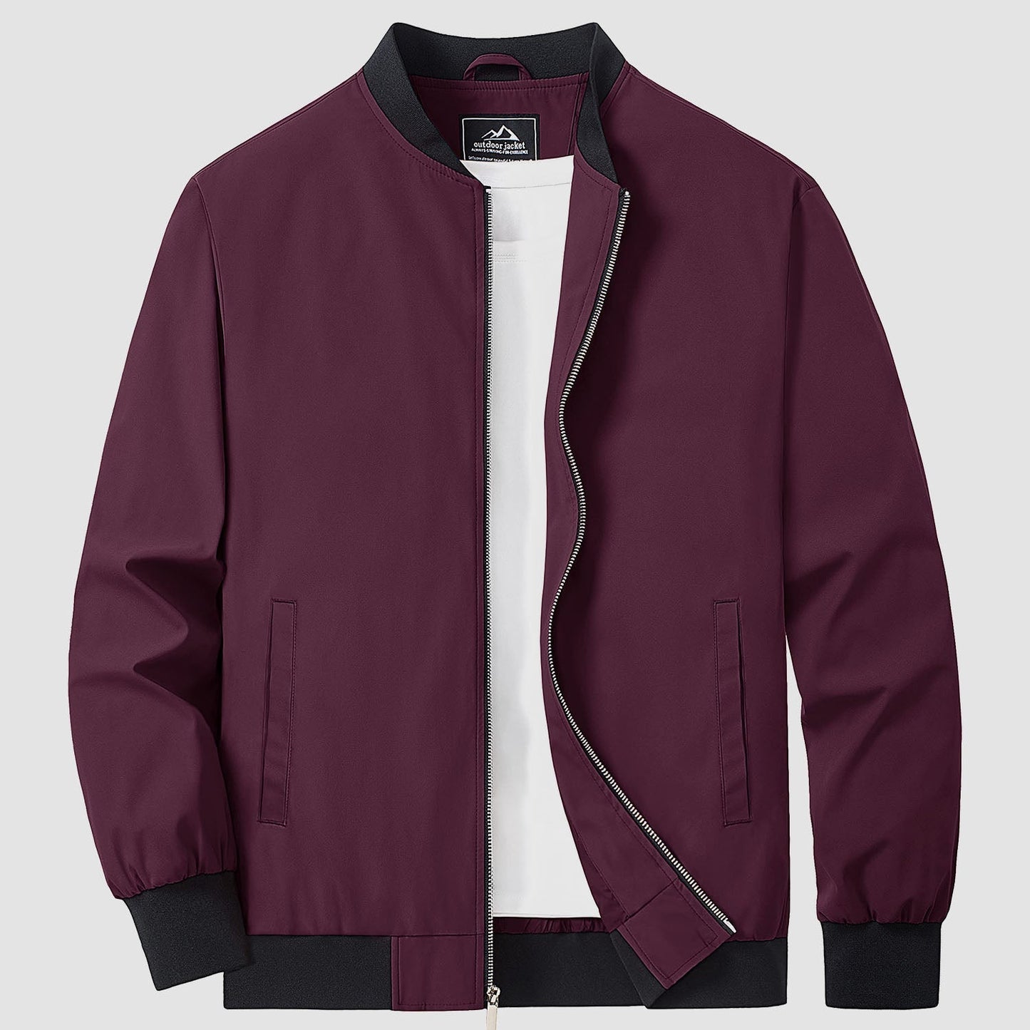 Men's lightweight bomber windbreaker jacket with multiple pockets, versatile all-season polyester shell