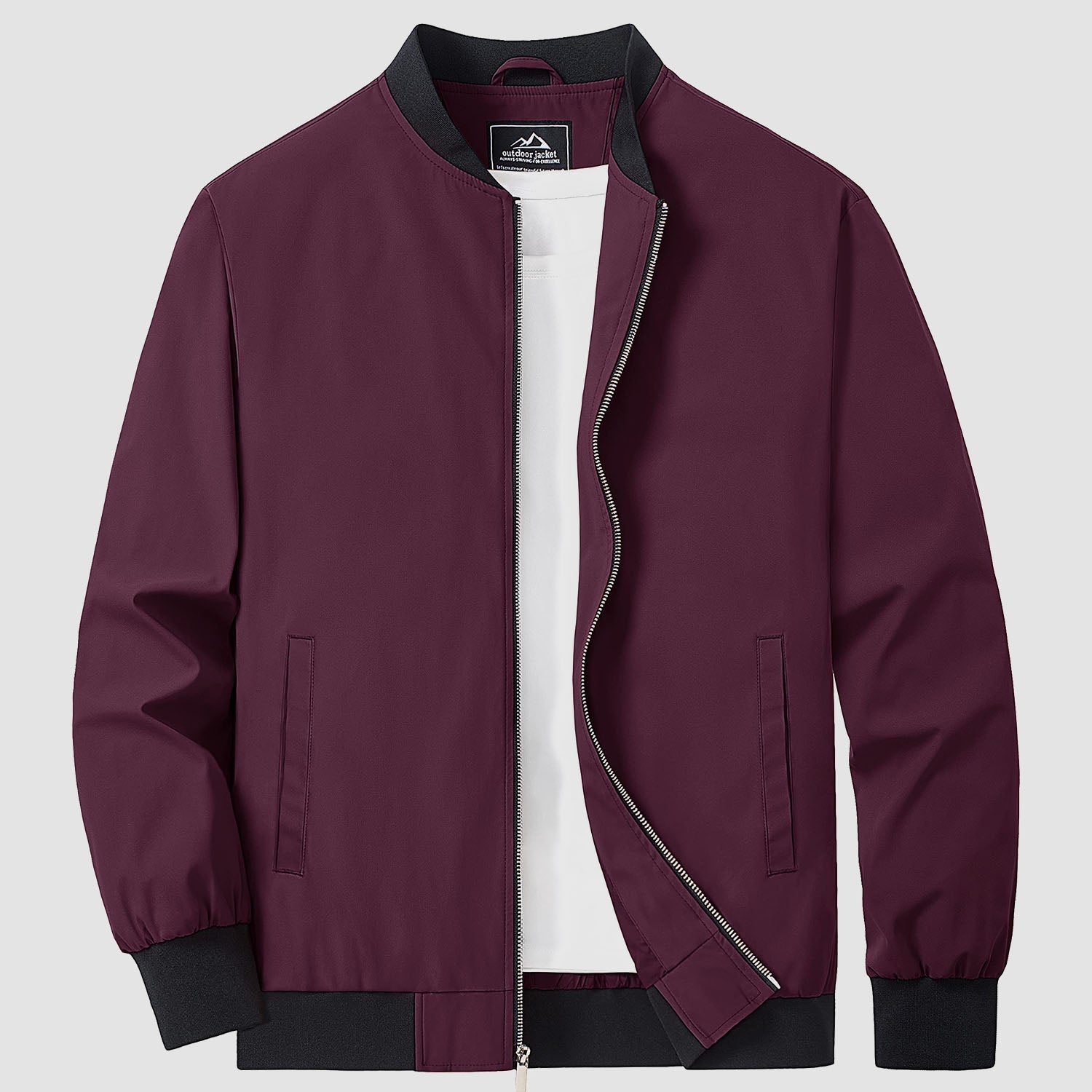 Men's lightweight bomber windbreaker jacket with multiple pockets, versatile all-season polyester shell