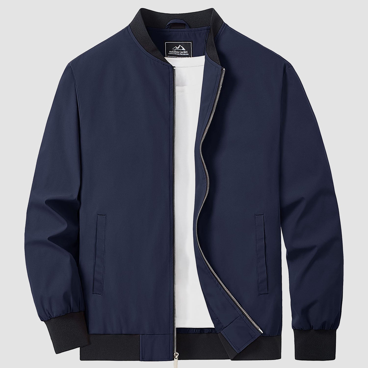 Men's lightweight bomber windbreaker jacket with multiple pockets, versatile all-season polyester shell