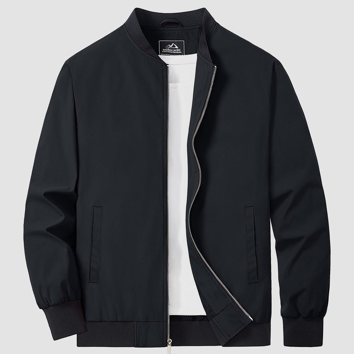 Men's lightweight polyester bomber windbreaker jacket with multiple pockets, versatile all-season everyday style