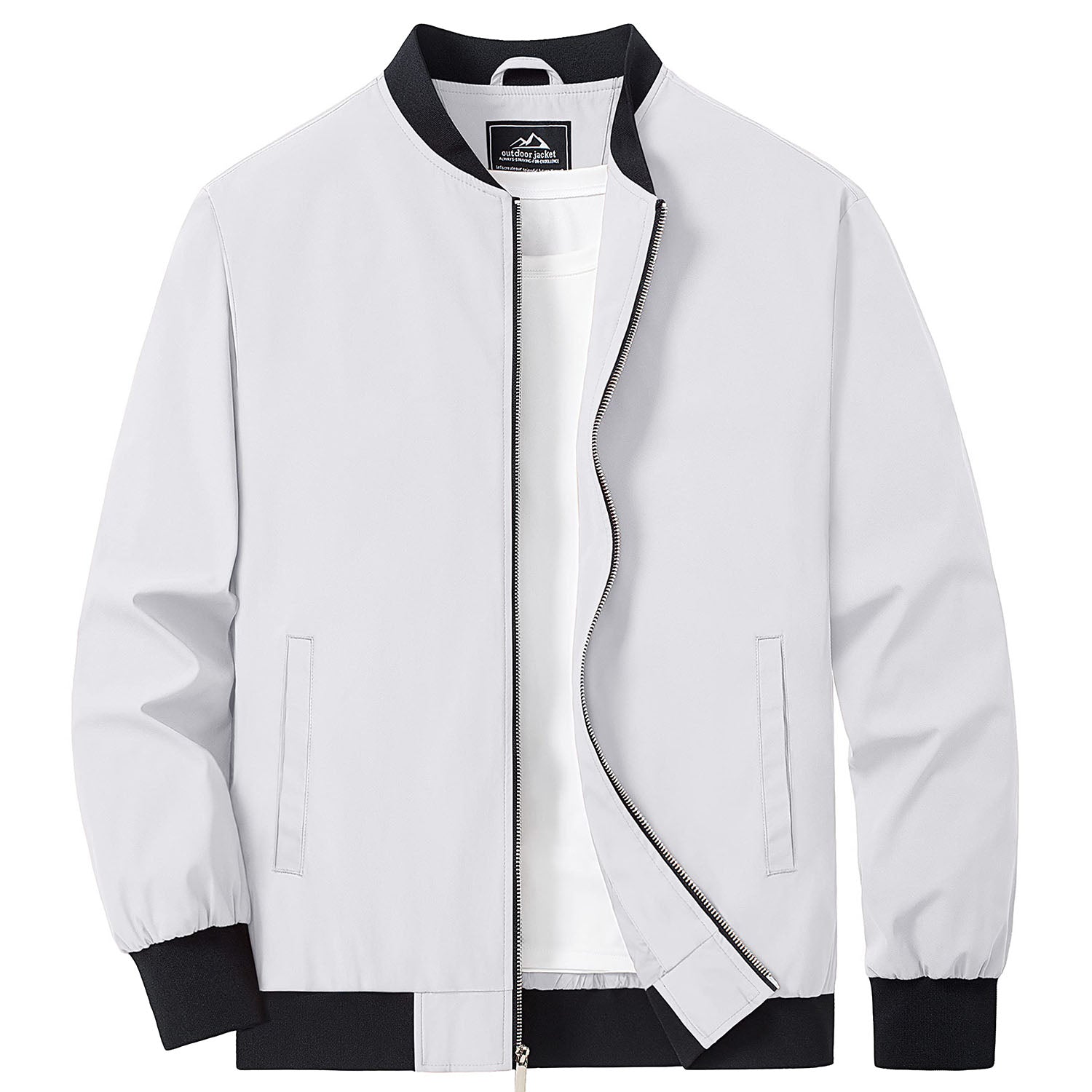 Men's lightweight bomber windbreaker jacket with multiple pockets, versatile all-season polyester shell