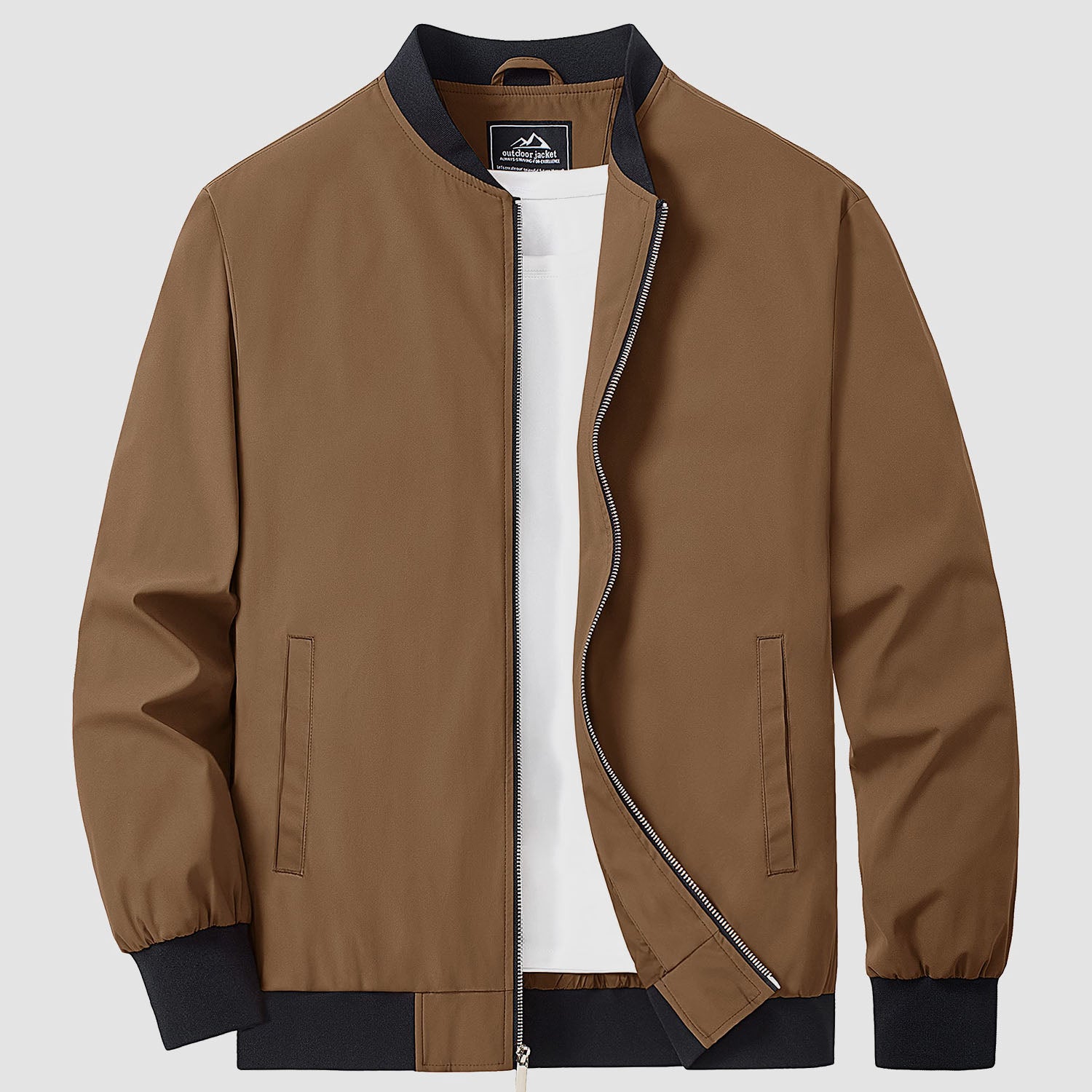 Men's lightweight bomber windbreaker jacket with multiple pockets, versatile all-season polyester shell