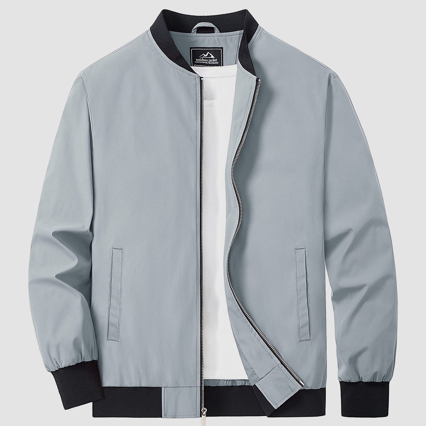 Men's lightweight bomber windbreaker jacket with multiple pockets, versatile all-season polyester shell