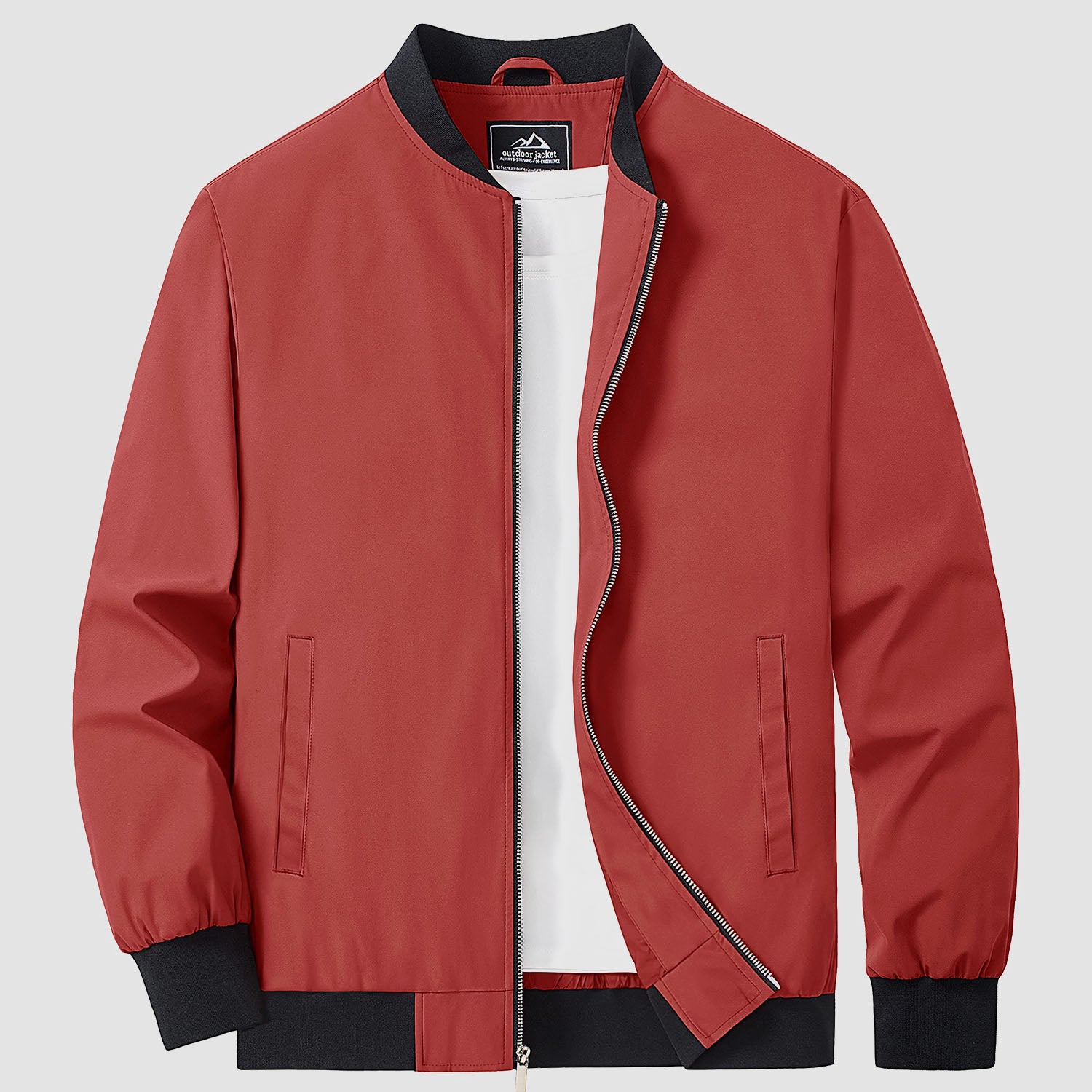 Men's lightweight bomber windbreaker jacket with multiple pockets, versatile all-season polyester shell