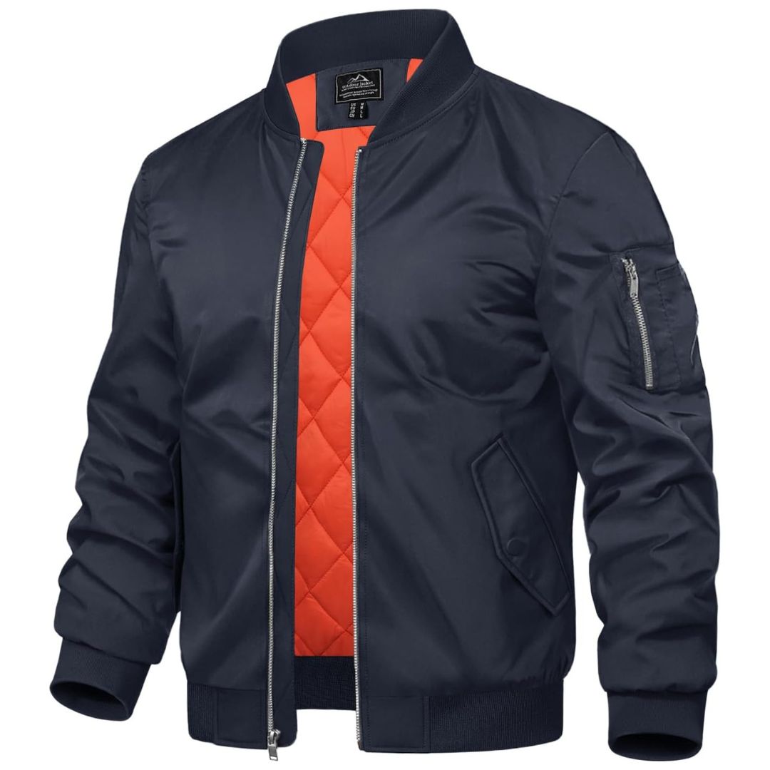 Men's padded bomber windbreaker jacket thermal insulated polyester coat all-season wear